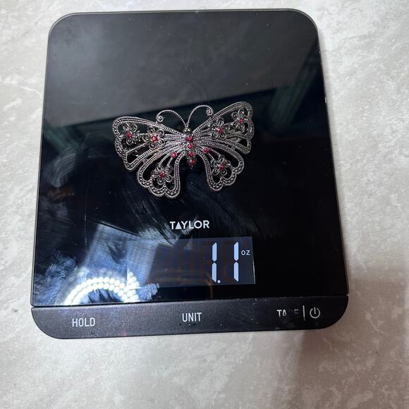 Vintage Ornate Filigree Butterfly Jeweled Metal Hair Clip Barrette - Picture 7 of 7